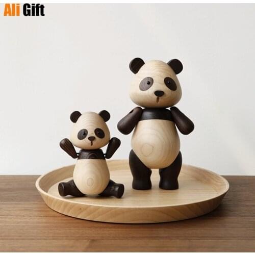 Home Decoration Cute Panda Animal Accessories Creative Handicraft Wooden Toys Office Desktop Miniatures Christmas Figurine Gift