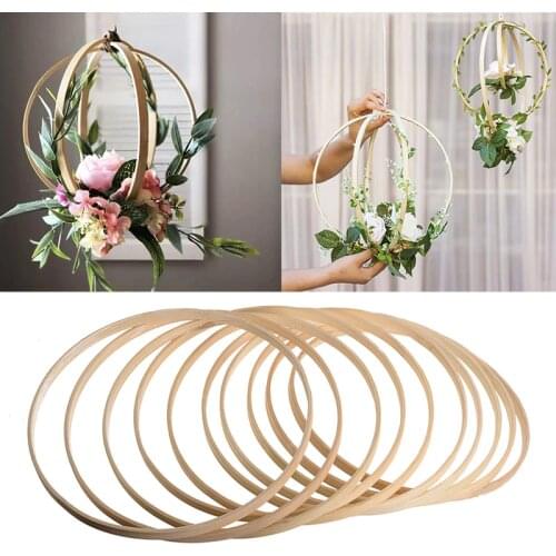 10pcs Versatile Decorative Bamboo Circle DIY Handmade Floral Wreath Dreamcatcher Supplies Embroidery Hoop Frame Ring Multi Sizes