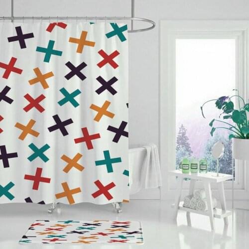 Waterproof shower curtain geometric printing bathroom curtain high quality polyester shower curtain for home decoration
