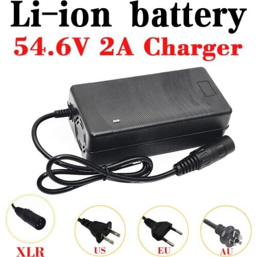 48V 2A Lithium battery pack Charger 54.6V 2A 13Series ebike Scooter li-ion battery Charger With 3-Pin XLR Socket connector EU/US