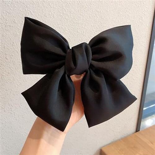 Vienkim Bohemian Bow knot Hair Clip Women Children Silk Oversized Bow Tie Hairpins Girls Ribbon Ponytail Clip Hair Accessories