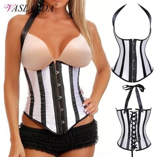 Women Bustiers & Corsets Boned Steampunk Underbust Corset Vest Gothic Bustier Tops Sexy Lingerie Sets Satin Vintage Corselet