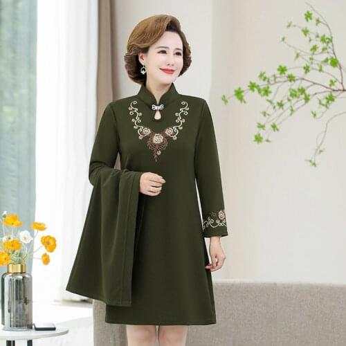 Oriental Style Women Two Pieces Dresses printing Knee Length Cardiagn Sleevless vest and Elegant Dress Woman Spring /autumn