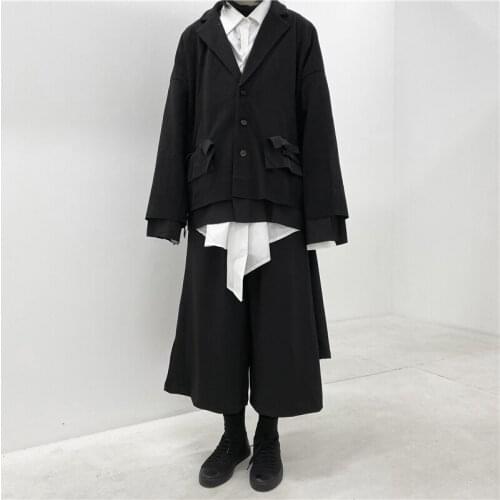 Large lovers wear Yamamoto style thin suit coat womens Korean version versatile loose hanging short sleeve small suit top