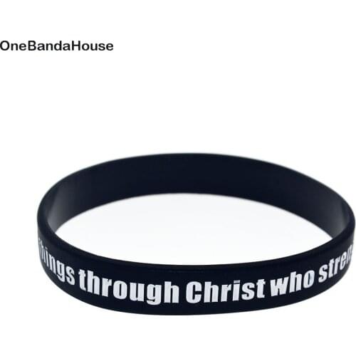 1PC I can do all things through christ who strengthens me Jesus Silicone Wristband