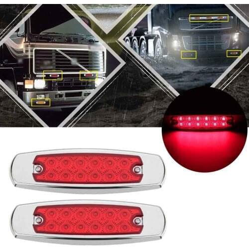 2Pcs Red 12LED Sealed Side Marker Lamp Clearance Light Fish Shape Trailer Universal For Trucks ATVs 4x4 Off-road Vehicles