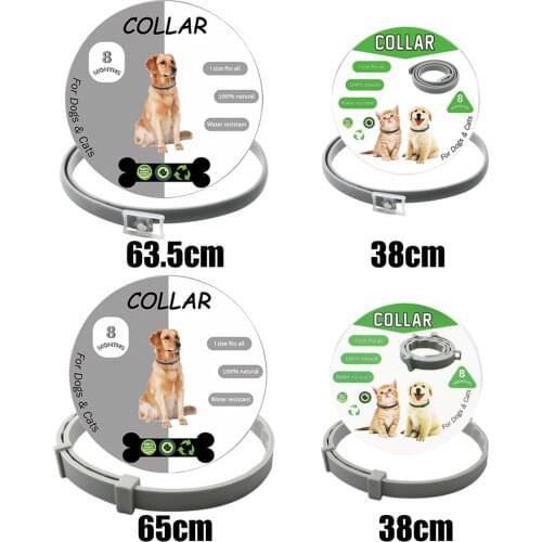 38/65cm Silicone Dog Cat Collar Anti Flea Ticks Mosquitoes Outdoor Protective Adjustable Waterproof Collar 6 Months Protection