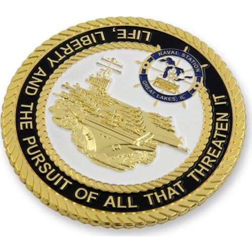 3D navy coins cheap Customized US aircraft carrier Military Challenge Coin low Price metal Rope Edge Gold Plated coins