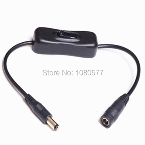 5pcs 30cm LED Strip Switch Connector Cable With 2.1x5.5mm DC Connector White Black Color For Power Supply on/off control