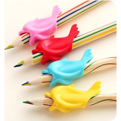 5 Pcs Silicon Dolphin Fish Style Writing Posture Wobi Correction Children Students Pencil Pen Holder New Arrival