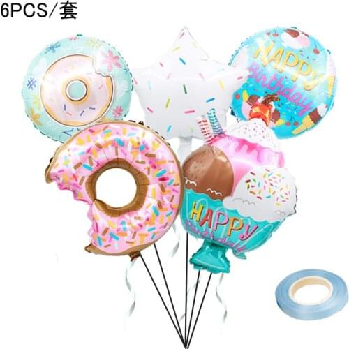 6PCS New Hot Sale Doughnut Aluminum Film Shape Balloon Ice Cream Cup Balloon Children Birthday Party Decoration Balloon