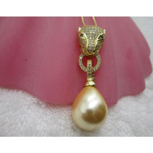 AAA 16-18MM real natural South Sea gold shell Pearl Necklace 17-18"hot Sell necklace pendant
