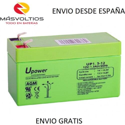 U-Power UP1.3-12 12V 1.3Ah rechargeable lead AGM battery for UPS/UPS, alarm systems, safety and Fire Fighting, toys