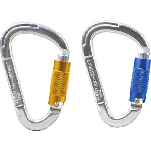 Automatic Locking 25KN Aluminum Carabiner Rock Climbing D-Shape Buckle for Yoga Hammock Camping Hiking Outdoor Sports