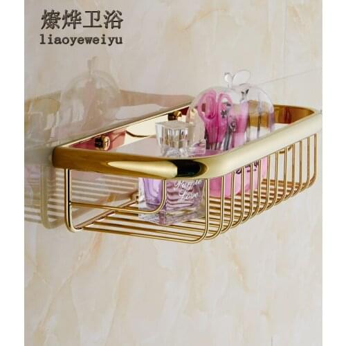 Antique Copper Toilet Cosmetics Shelf Wall-Mounted Gold Bathroom Triangle Shelf 2 Layer Storage Shelves