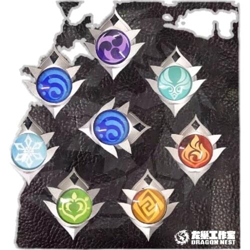 Genshin Impact Elemental Glowing Weapon Gods Eye Cute Badge Metal Button Brooch Pins Collection Souvenir Cosplay Collection
