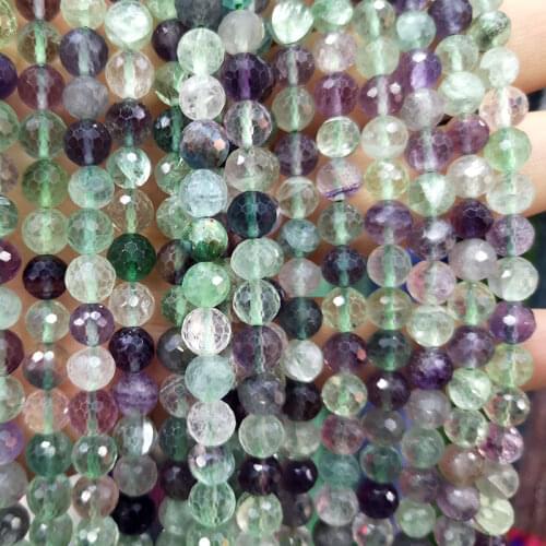 New Natural 128 Faceted Green Colorful Fluorite Loose Round Natural Stone Beads For Jewelry Making DIY Bracelet Necklace 8MM