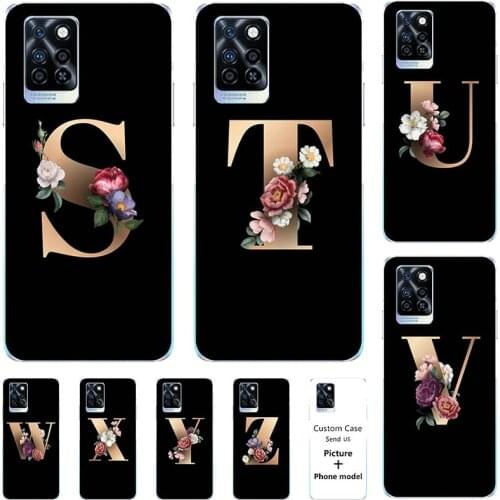 Flower 26 English Name Letters Custom Initial Case For Infinix Note 10 X693 Note10 Pro NFC X695 Phone Cover