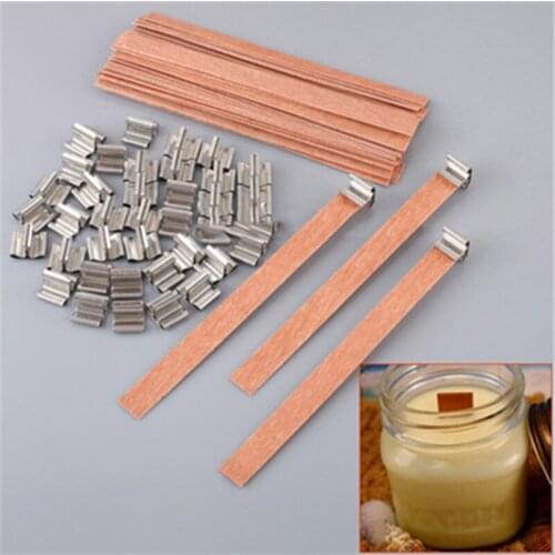 40pcs 8mm 12.5mm 13mm Wooden Candles Wick Cores with Iron Stands Sustainer Candle Wick Core Handmade DIY Wax Home Decor Craft