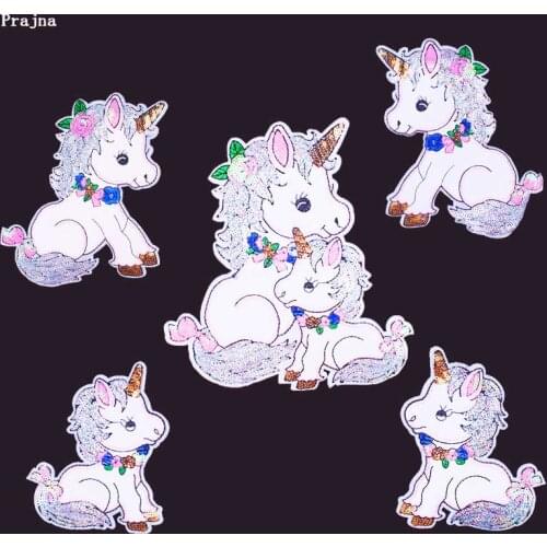 DIY Unicorn Sequined Patch Iron On Patches For Clothing Lovely Unicorn Girl And Kids Shirt Iron On Patches Appliqued Decoration