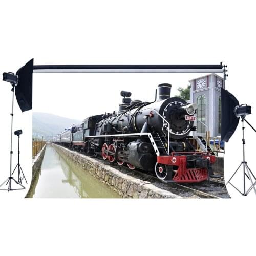 Locomotive Vintage Old Steam Train Railroad Photography Backdrop Tracks Travel Backdrops Background