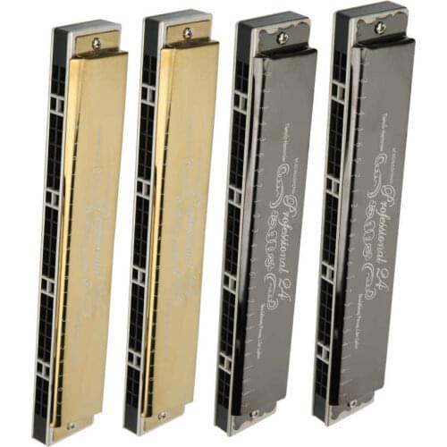 Harmonica Key A/A#/G/G#/F/F#/D/D#/E/B Professional Mouthorgan Diatonic Harp 1.2mm Brass Base Plate 24-Hole Polyphonic