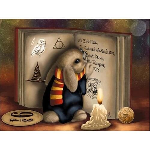 YI BRIGHT 5D Diamond Painting Cross Stitch Rabbit Full Drill Square Diamond Embroidery Animal Diamond Mosaic Book Decor For Home