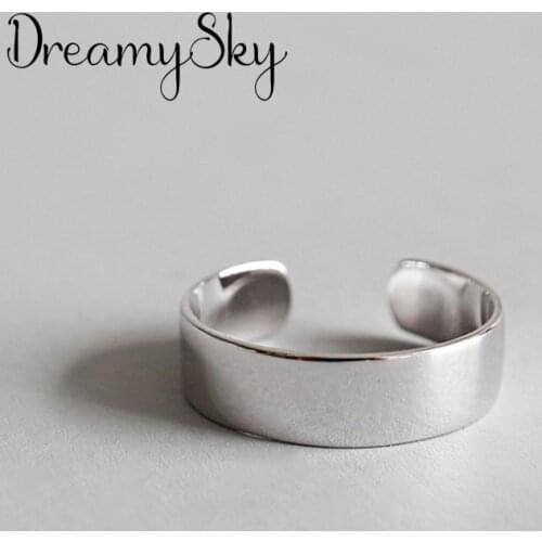 Wholesale Wedding Jewelry Silver Color Smooth Rings For Women Punk Style Luxury Adjustable Size Statement Ring