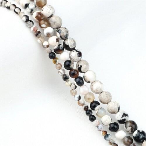 White Fire Agates Round 8/6/4mm Natural Stone Loose Beads Smooth For DIY Bracelet Necklace Jewelry Making Accessories Handmade