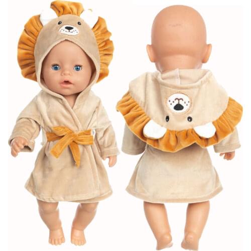Doll Bathrobe Lion For Baby Doll 43 cm Clothes Pink Rabbit Nightgown