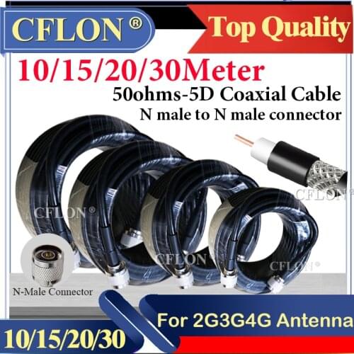 TopSale!! 10/15/20/30Meter Cable N Male Connector RF Coaxial Extension Cable RGB6 50ohm-5D for 2g3g4g Signal Booster 4g Antennas