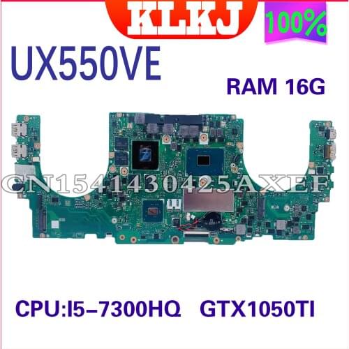 KLKJ UX550VD Laptop Motherboard For ASUS ZenBook Pro UX550V UX550VE Original Mainboard I5-7300HQ GTX1050-4G