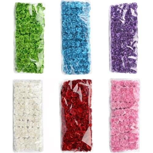 144PCS 1.5 cm Artificial Mini Paper Flowers Bouquet For Scrapbooking For Wedding Party Decoration Cheap DIY Wreath Fake Flower