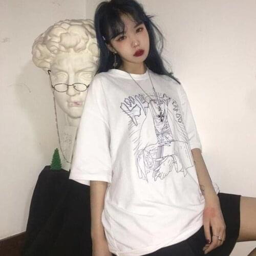 Fashion Casual T Shirt Women Clothing T-shirts dropshipping New Harajuku Gothic Female Tshirt Print Short Sleeve black Tops Tees