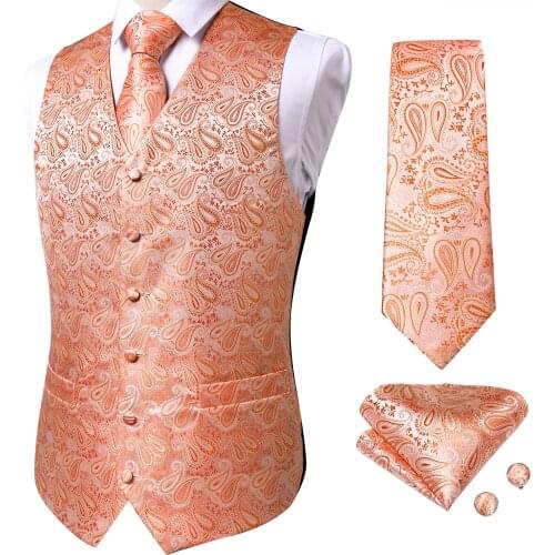 Mens Orange Red Blue Gray Wedding Suit Vest For Men Slim Fit Dress Waistcoat Vest Necktie Set Casual Sleeveless Jacket DiBanGu