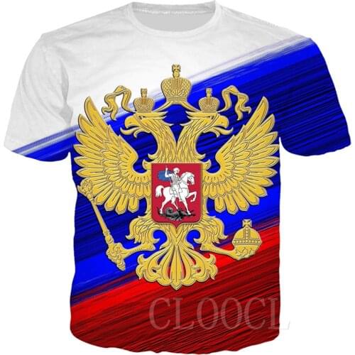 CLOOCL Retro T-shirt Russian National Emblem 3D Tee Shirts Men Women Printed Summer Short Sleeve Pullover Fashion Streetwear