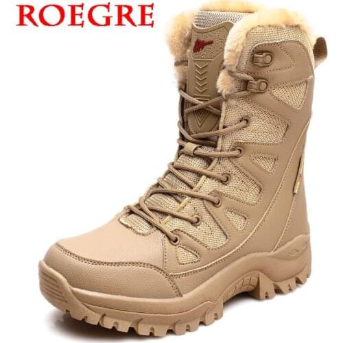 Mens Leather Boots Winter with Fur 2020 Warm Snow Boots Men Winter Outdoor Work Casual Shoes Military Rubber Unisex Ankle Boots