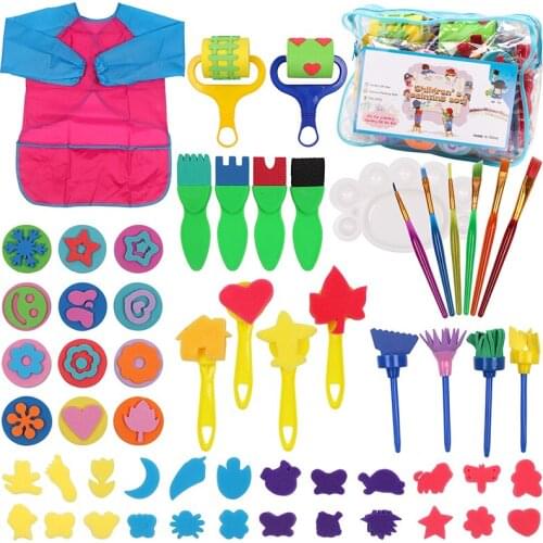 58Pcs Sponge Painting Brushes Kit Mini DIY Painting Kits Children Art Craft Foam Drawing Toy Early Learning Kids Paint Play Gift