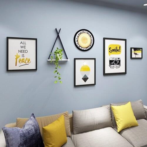 6 Pcs Modern Minimal Art Solid Wood Picture Frame Set Hanging Frame Wall Rack Geometric Photo Painting Restaurant Nordic Shelf