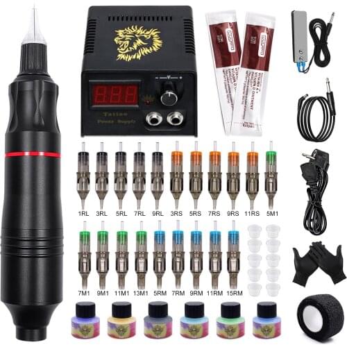 Tattoo Machine Set Rotary Gun PMU Complete Tattoo Rotary Pen Professional Tattoo Permanent Makeup Pen Set for Tattoo Body Artist
