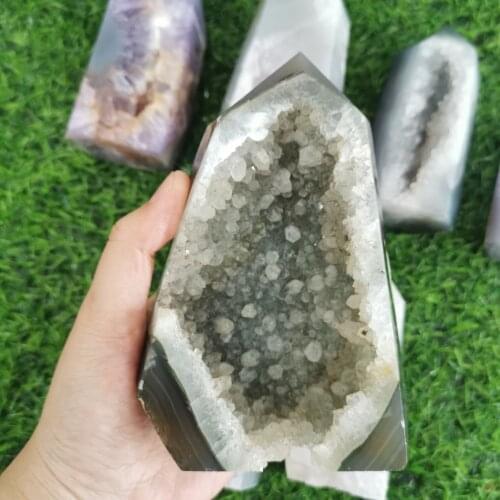Natural Reiki Series Geode Druzy Crystal Point Wand Pillar Crystal Carving For Home Decoration LJ