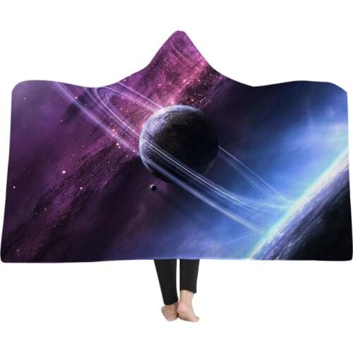 New Arrival 3D Blanket Hooded Blankets Home Adults 3D Printing Space Planets Warm Soft Wearable Blankets Hooded Blanket