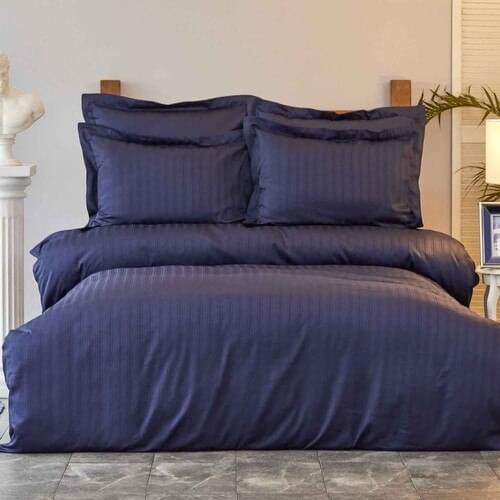 Charm Bold Navy Blue Cotton Satin Double Duvet cover set