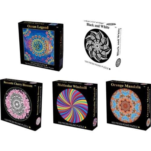 500/1000 Pieces Mandala Windmill Jigsaw Puzzles Round Square Picture Adult Kids