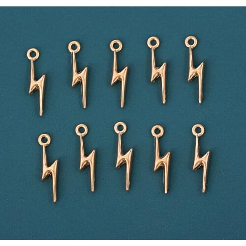 Gold Color Alloy Punk Mini Lightning Charms Popular Geometry Metal Pendant Charm For DIY Earrings Necklace Jewelry Accessories
