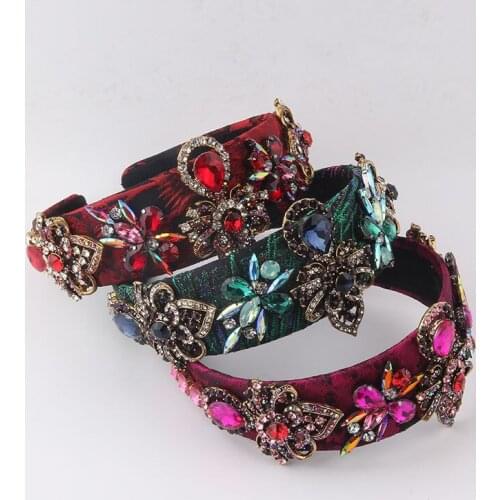 Baroque floral cloth rhinestone flower gorgeous headband New fashion flower cloth baroque inlaid hair accessories headwear 932