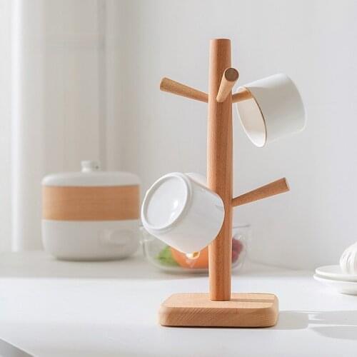 Simple Wooden Rack Household Water Cup Drain Rack Jewelry Beech Wood Rack Kitchen Multifunctional Solid Wood Storage Rack