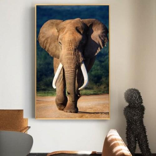 Modern Wild African Elephant Posters and Prints Wall Art Canvas Painting Animals Pictures for Living Room Cuadros Decor No Frame