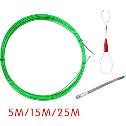 1pcs 4mm 5m/15m/25m Fiberglass Cable Push Pullers Duct Rodder Fish Tape Wire Electrical Cable Puller Threading Aid Tool