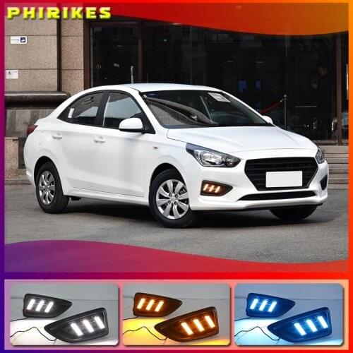 LED DRL Daytime Running Light Fog Lamp 12V Car Running Lights for Hyundai Accent Solaris Verna 2017 2018